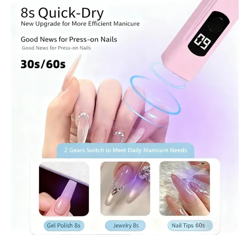 Lámpara Uv Portátil Para Uñas Gel Con Pantalla Led