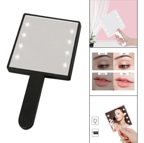 2 Espejo De Maquillaje Compacto Pequeño Con Luz Led 16x9cm