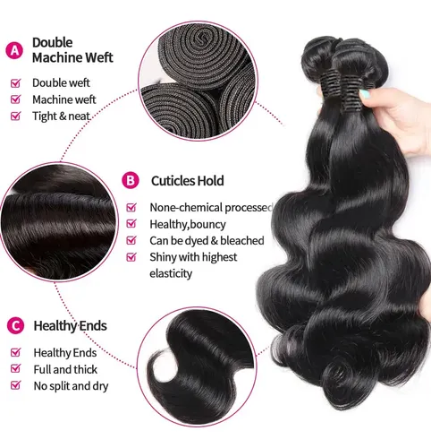 Hair Bundles Mdl 12a Body Wave, 40 Cm, Cabello Virgen Brasil