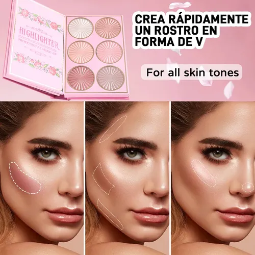 5 En 1 Paleta Sombras, Gloss, Iluminador, Rubor Y Contorno