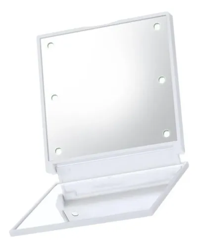 Espejo De Maquillaje Portátil Plegable Mini Led De 6 Led De