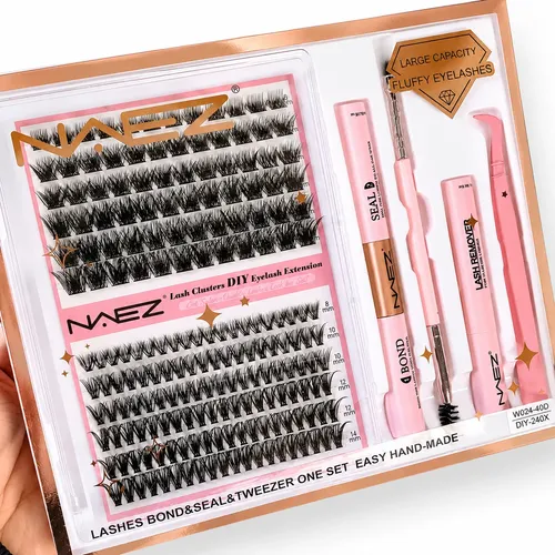Kit Pestañas Cluster Efeecto Fluffy Naez Diy Autoaplicables