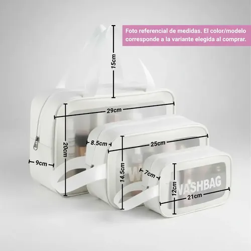 Neceser Viaje Maquillaje Portacosméticos Washbag Blanco Kit 3 Pcs