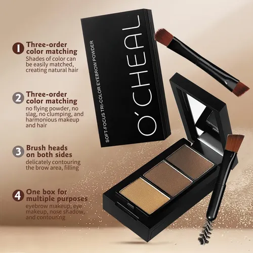 3color Eyebrow Powder Black Brown Lift Eyebrow Waterproof Co