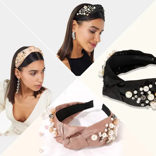 6 Diademas Para Mujer Acolchadas Con Perlas