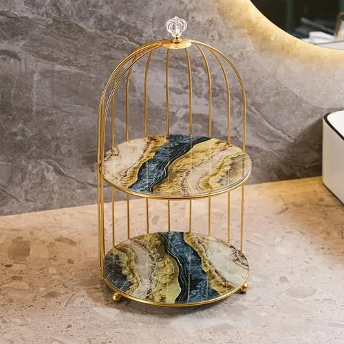 – 2x Jaula De Pájaros De Hierro Organizador De Maquillaje =