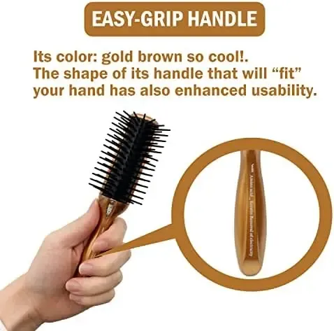 Cepillo Antiestático Para Secador De Pelo, Cepillo De Viaje Marrón.