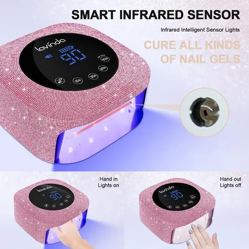 Lámpara De Uñas Uv Led Inalámbrica Lavinda 54w Rosa