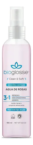 Loción Bioglosse Rose Agua de Rosas Floral 200mL Día/Noche Todo Tipo de Piel