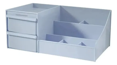 Organizador Maquillaje Cremas Escritorio Oficina Con Cajones Color Celeste
