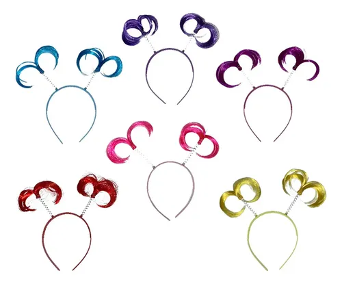 12 Vinchas Con Resorte Fluo Pelos Locos Cotillon Carioca Color Multicolor