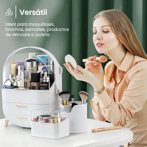 Raitot organizador de maquillaje portatil escritorio porta cosmetico color blanco