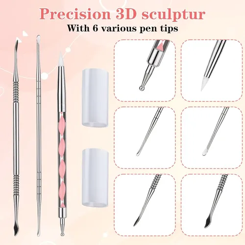 Set 5 Herramientas Esculpir Uñas 3d Gel Manicura Profesiona