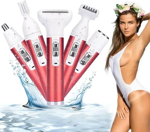 Depiladora eléctrica recargable para el cuerpo con 5 accesorios, depiladora para mujeres, máquina de afeitar eléctrica 5 en 1 para mujer, depiladora facial eléctrica recargable, máquina de afeitar