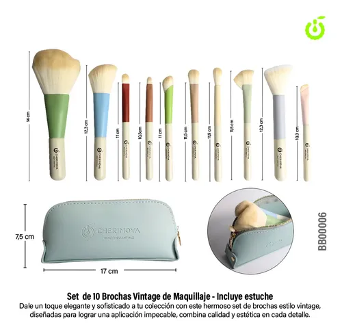 Set Brochas Para Maquillaje Profesionales Cherimoya Claro