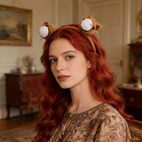 Diadema De Fiesta De Año Nuevo, Diadema De Caballo De Peluch Marrón