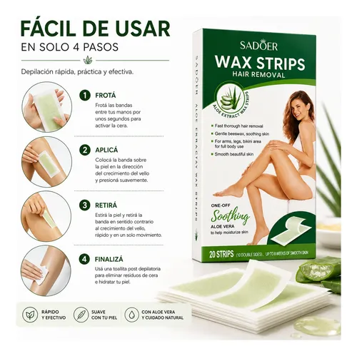 Bandas Depilatorias Corporales Aloe Vera X20 Depilación Fast