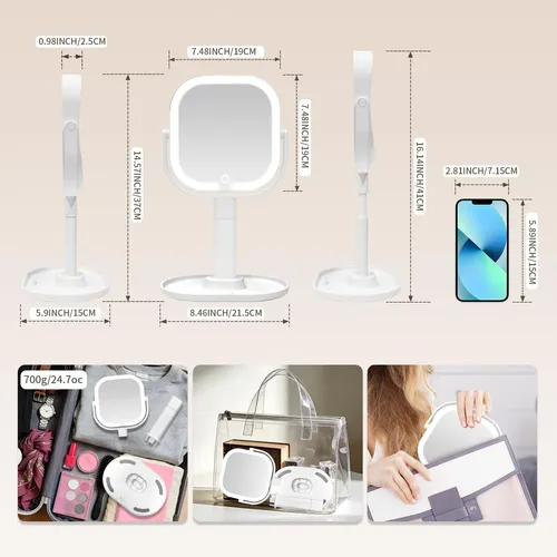 Espejo De Maquillaje Sanycasa Con Luz Led Con Aumento De 1x/