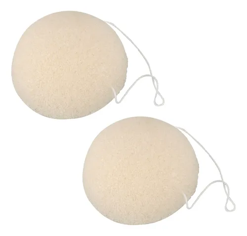 Esponja Limpiadora 2x Face Natural Konjac, Color Blanco