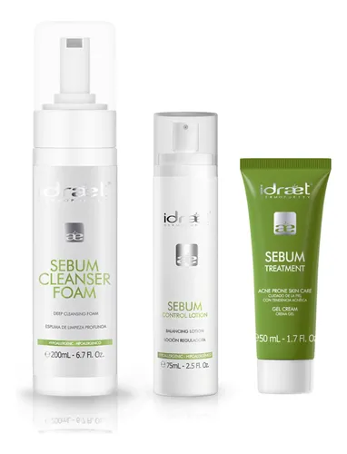 Combo Kit Facial Piel Grasa Acné Sebum Reguladora Idraet