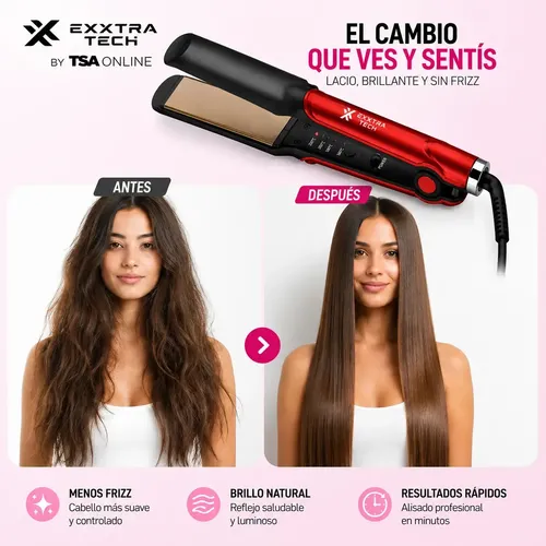 Planchita de Pelo Exxtra Tech con Tecnología Iónica, Cerámica y Turmalina