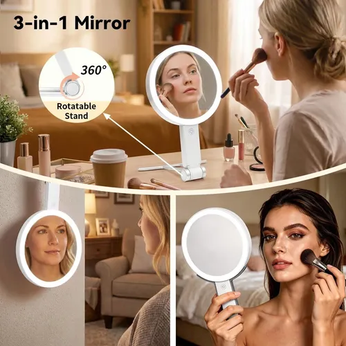 ^ Espejo De Maquillaje De Viaje Con Luces For Mujer, Espejo