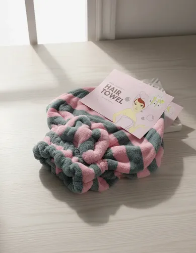 Gorro De Toalla Para Pelo Rayada Rosa Y Gris Compra Fácil