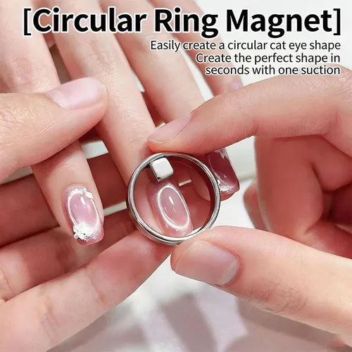 Ring-shaped Cat Eye Magnet For Nails, 2026 New Hollow Ring+french Magnet-1set