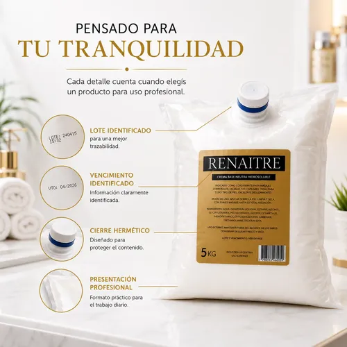 Crema Base Neutra Sachet 5kg Hidratante Hidrosoluble Masajes