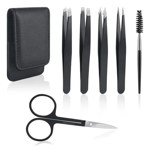 Pinzas Para Cejas De Acero Inoxidable, 6 Pcs