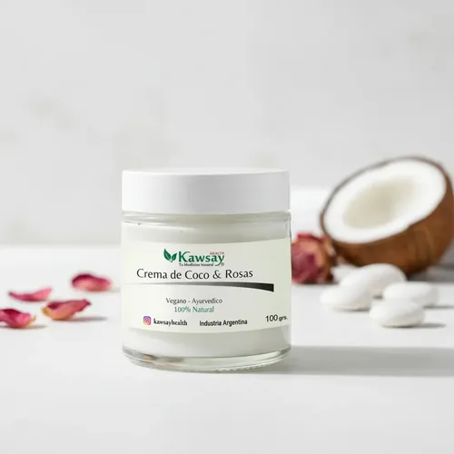 Crema Para Manos Y Pies Coco Y Rosas. Natural, Vegan Ayurved