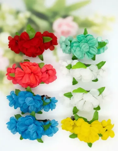 Broches De Pelo Hebillas Flores Pack X 12 Unidades Colores
