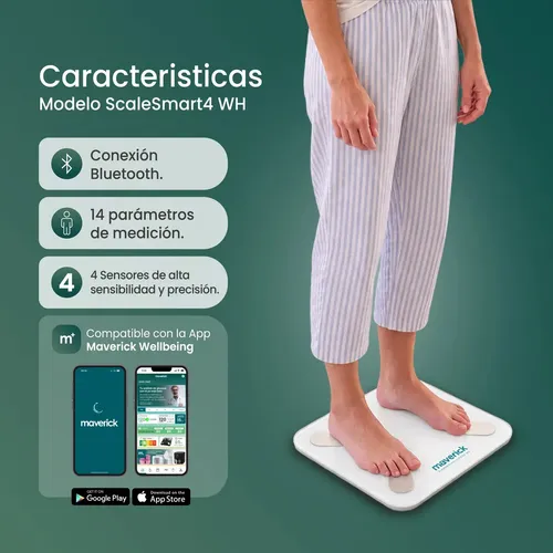 Balanza Corporal Inteligente Maverick Smartscale4 Blanco