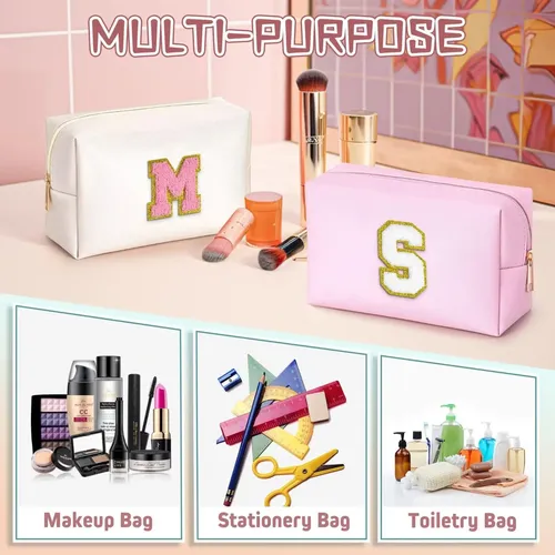 Bolsa De Maquillaje Topeast De Piel Sintética Con Iniciales