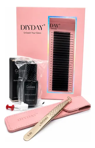 Kit Extensiones De Pestañas+adhesivo Pegamento+pinza Diyday