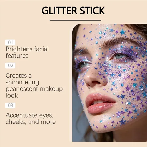 Maquillaje Brillante Barra Glitter Rostro Cuerpo Fiesta