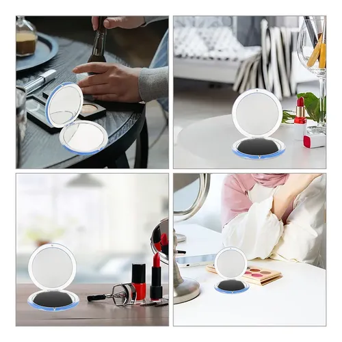 Espejo De Maquillaje Portátil Con Aumento Plegable