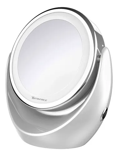 Espejo Doble Aumento 360° Luz Led Maquillaje Bessence – Rex Color del marco Blanco