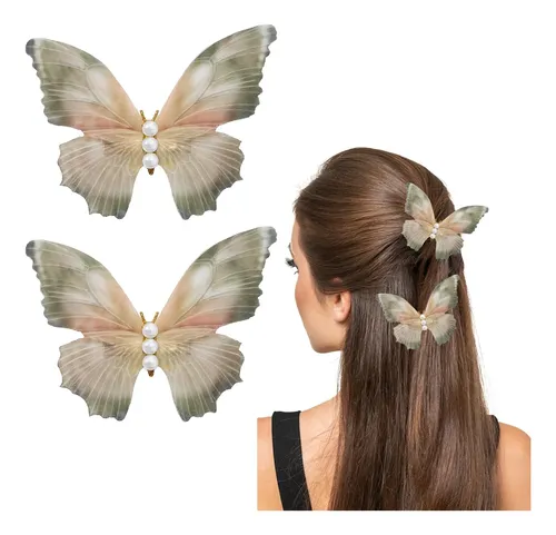 Yqslbulky 2 Pinzas For El Pelo De Mariposa Verde, Pasadores