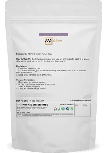 Arcilla Púrpura Brasileña 454 G (1 Lb) Para Piel Y