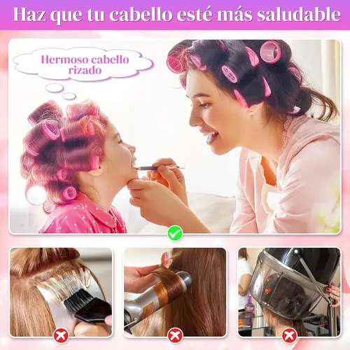 Tubos Para Rizado Cabello 33pcs Sin Calor Rosa03