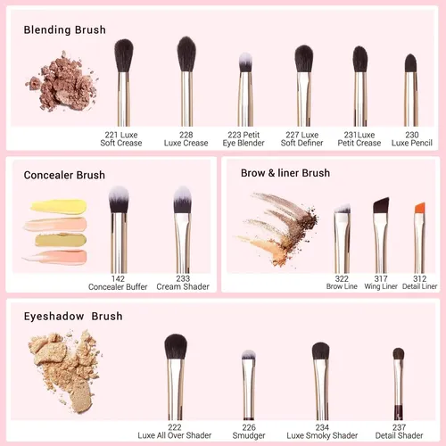Set 15 Pinceles Profesionales Ojos Natural Y Sintético