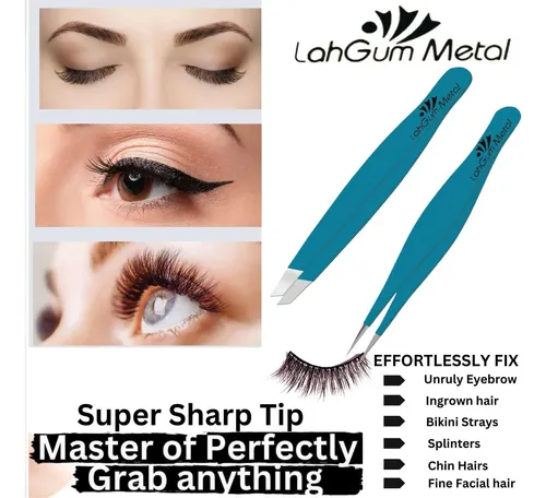 Pinzas Para Cejas Lahgum Metal Ingrown Blue