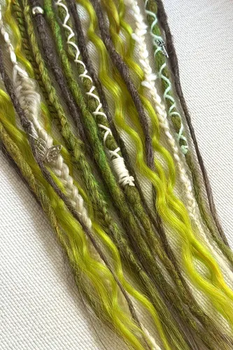 10 De Mix Dreads Rastas Verde Y Marrón Con Trenzas 55 Cm