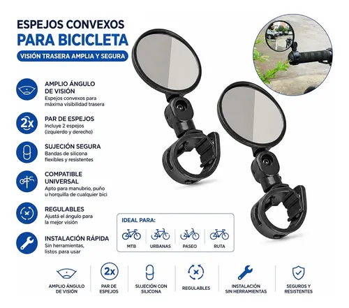 Kit Accesorios Bicicleta Luces Led Usb Espejos Porta Celular