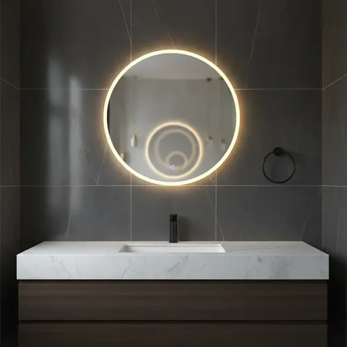 Espejo Touch Luz Led 58 Cm Diam Redondo Sin Maco