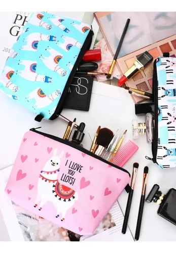 Bolsas De Maquillaje Satinior Llama Alpaca Con Estampado De