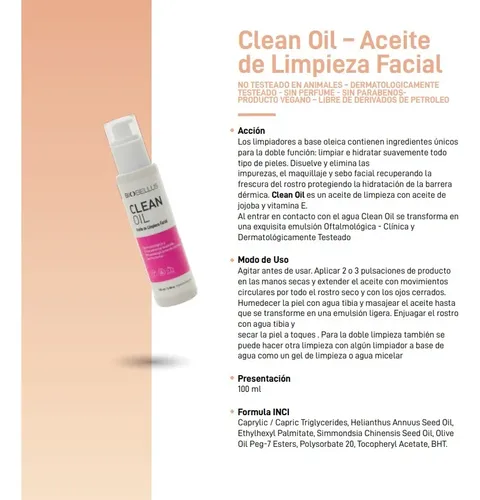Clean Oil Aceite De Limpieza Facial Biobellus 100ml