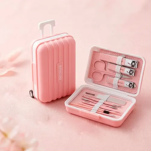 Set Manicura Y Pedicura 12 Piezas Valija Con Ruedas Estuche