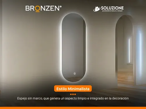 Espejo Premium Vertical Ovalado Luz Led Trasera 100 X 60 Cm